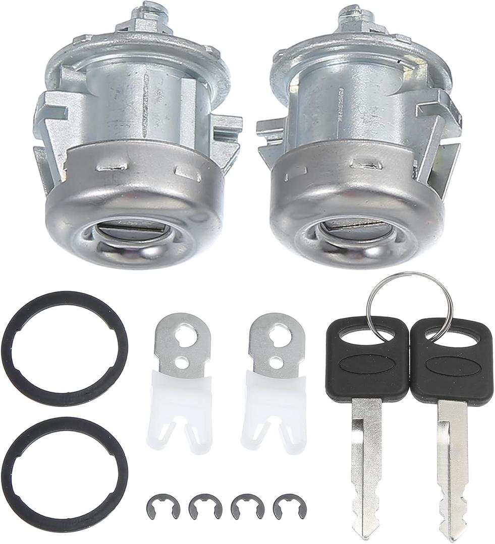 X AUTOHAUX 1 Pair Front Door Lock Cylinder Tumbler w/Key for Ford F150 F250 F350 F450 Explorer Expedition for Ranger E150 E250 E350 for Lincoln No.7C3Z1521990A Left Right Door Lock W/Clip