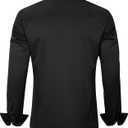 J.VER Boy's Long Sleeve Dress Shirts Solid Stretch Wrinkle-Free Shirt Kids Casual Button Down Shirts School Uniform (Black, XS)