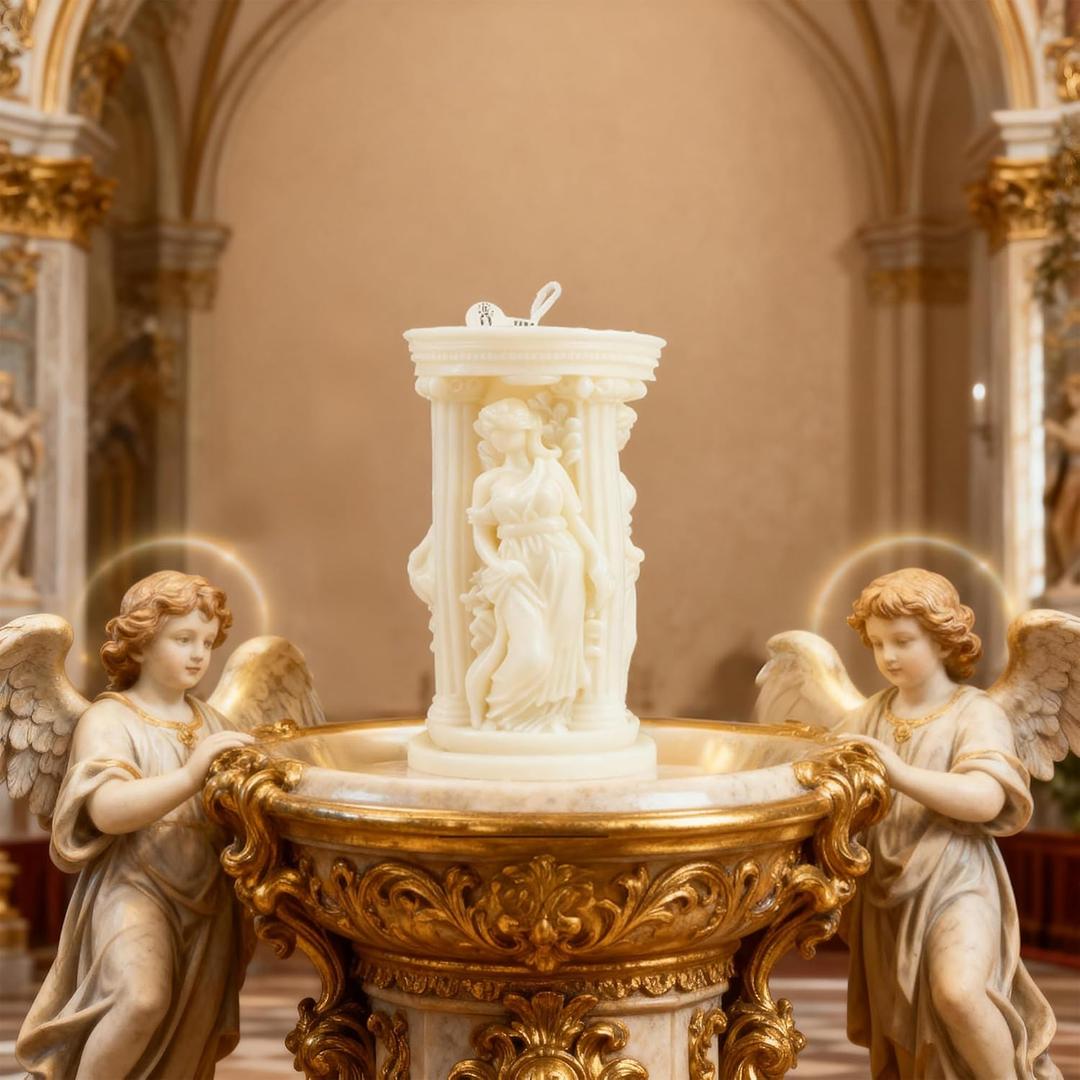 Athena Statue Scented Candle,200G Triple Face Greek Mythology Aesthetic Soy Wax Aroma Decorative Candle,Elegant Smokeless Floral Candle for Home Blessings,Baptism Gifts & Sacred Space Decor