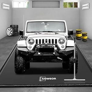 Garage Floor Mat 8'6" x 20' Upgraded Satin Finish Texture Non-Slip Containment Mat Waterproof Garage Floor Mat for Under Car Heavy Duty Protection Mat with Floor Squeegee for All Seasons