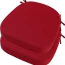 idee-home Outdoor Chair Cushions Set of 2, 19" x 19" x 3" Thick D-Shaped Patio Furniture Outdoor Seat Cushions Waterproof with Ties, Dining Pads