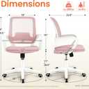NEO CHAIR Office Desk Ergonomic Computer Mesh Chair with Lumbar Mid Back Support Adjustable Height Swivel Rolling Wheels Comfy Task Vanity Chair for Home Bedroom Study (Pastel Pink)