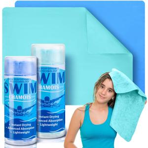 SmoothNovelty 2 Pack Swim Chamois Towel Water Absorbent Quick Dry Towel Shammy Chamois Cloth for Swimming Car Drying Diving Water Sports Beach Shower Pool Swimmer Gift