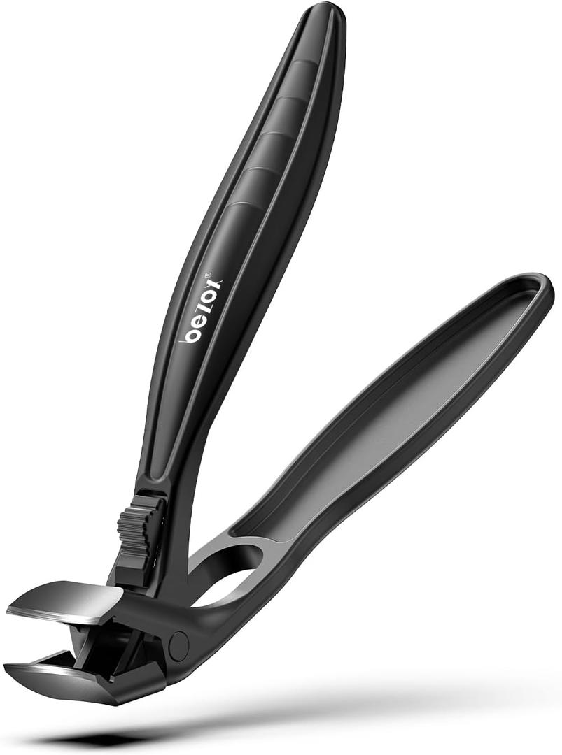 BEZOX Toe Nail Clippers for Thick Nails for Seniors with Safety Lock  Ergonomic Design Curved Cutting Jaw Toenail Clippers for Thick Nails for Comfortable, Safe, and Precise Trimming - Black (Medium)