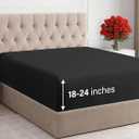 Extra Deep Full Fitted Sheet - Hotel Luxury Single Fitted Sheet Only - Easily Fits 18 inch to 24 inch Mattress - Ultra Soft, Wrinkle Free w/Extra Deep Pockets - Easy-Care, Breathable & Comfy - Black