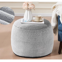 WSOFRLAC Boho Ottoman Living Room Furniture 20"x15" Large Round Ottomans Pouf Couch Foot Rest Grey Pouf Ottoman Foot Rest with Foam Chunk Filling Pouffe Ottomans Stuffed Foot Rest Poufs for Couch