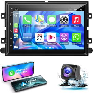 4+64G Android 12 Car Stereo for Ford 2004-2014 F150/F250/F350, 7 Inch IPS Touch Screen Car Radio with Wireless Carplay/Android Auto, GPS, WiFi, Bluetooth, FM, Support OBD2/DVR/DPS