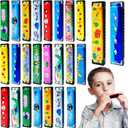 24 Pcs Kids Harmonica,Cartoon Harmonica Toy with Double Row,16 Holes Toddler Harmonicas for Beginners' Musical Instrument Toy,Party Favors,Goodie Bags,Gifts