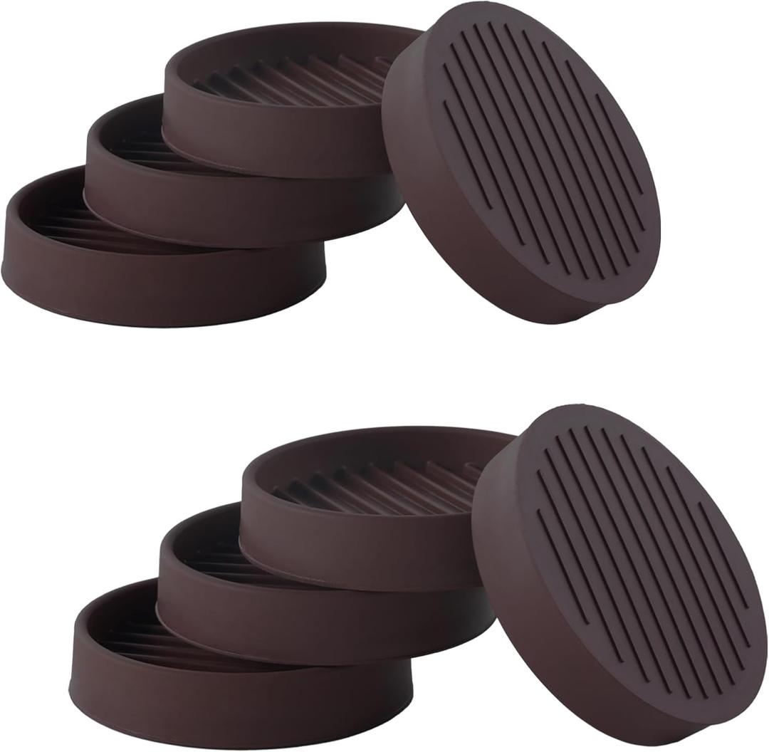 2.5x2.5 Round Rubber Furniture Caster Cups, Anti-Sliding Furniture Pads Bed Stopper Floor Protectors with Grip - Protect Any Flooring