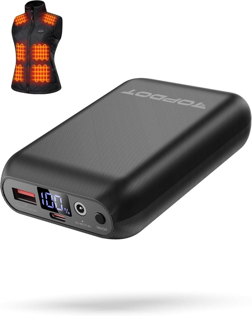 7.4V/5V 2A 16000mAh Heated Vest Battery Pack Compatible with ORORO and Venustas, NORSENN, Portable Power Bank with LED Display for  USB heated Vests Jacket Camping Chair Blanket(NOT for 12V