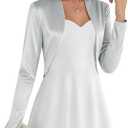 Belle Poque Women Long Sleeve Bolero Shrug Open Front Satin Jacket Ruffled Shrugs for Evening Dresses Formal (XX-Large, Silver)