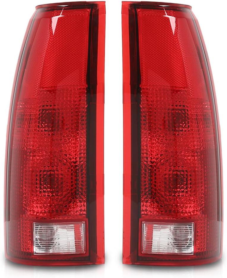 PIT66 Tail Lights Assembly w/Connector Circuit Compatible with 1988-1999 Chevy GMC Silverado Sierra C/K 1500 2500 3500 Red Lens Rear Light Lamps Driver & Passenger Side Luz Trasera