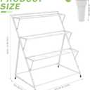VGMiu Flower Display Stand with 12 Buckets, White Flower Cart with Wheels 3 Layers Metal Flower Bar Stand Moving Flower Stand Florist Bouquet Shelf for Weddings Party Ceremony Indoor Outdoor Garden