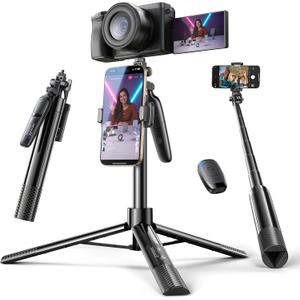 LISEN 67" Selfie Stick Tripod for iPhone 16 Content Creation, All in One 360 Rotation Cell Phone Tripod Stand with Remote for Vlogging/TikTok/Photo, for iPhone 16 15 Pro Max Samsung Galaxy S25 Ultra (Black)