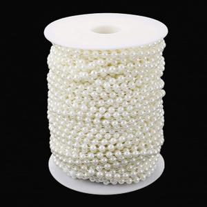 Jerler Pearl Garland 44 Yards/131 Feet Artificial Pearl Bead Chain Trim Strands Roll, Ideal for DIY Crafts, Christmas, Wedding, Bouquet and Party Decoration (4mm-Ivory)