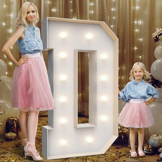 4FT Marquee Light Up Letters D,Party Decoration Large Marquee Light Up Letters with Weighted Water Bag,Precut Foam Board Set Can Be Used for Birthdays,Weddings,Baby Anniversaries