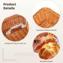 2 Pack Wicker Large Bread Basket with Lid, 11.8''11.8'' Square Plastic Imitation Rattan Woven Serving Basket with 2 Stainless Steel Tongs150 Paper Liners for Food Vegetable Display