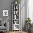 TUTOTAK 6 Tier Bookcase and Bookshelf, Narrow Book Shelf with Door for Small Space, for Living Room, Office, Study, Entryway, White BS03BW006 (6 Tier(10.7 x 15 x 65.3 Inches))