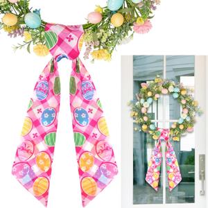2 x 2Pcs Boxwood Wreath Sash Collection for Front Door: Perfect Spring, Easter, Valentines Decor with Elements Detailing, Water Proof, No Fading, No Fear of Sun, Rain, Wind, Specially Designed for Outdoor