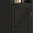 Small Bathroom Storage Cabinet, Toilet Paper Storage,Corner Floor Cabinet with Doors and Adjustable Shelf,Bathroom Organizer for Small Spaces Black