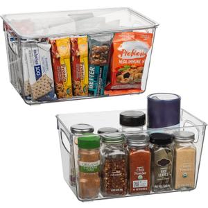 CLEARSPACE Plastic Pantry Organization and Storage Bins with Lids - Perfect Kitchen Organization or Kitchen Storage - Fridge Organizer, Refrigerator Organizer Bins, Cabinet Organizers (2 Pack)