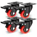 Nefish 2 Inch Casters Set of 4, Heavy Duty Top Plate Caster Wheels with Brake 600 Lbs, Dual Locking Furniture Castors, 360 Degree Swivel Casters, No Noise Polyurethane Wheels for Cabinet, Furniture