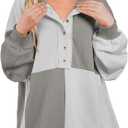 SHEWIN Womens Oversized Color Block Sweatshirts Casual Loose Button Henley Pullover Tops (Small, Pink)