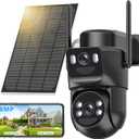 4K Solar Security Cameras Wireless Outdoor Battery Powered, 5GHz & 2.4GHz Dual Lens Bullet & 360PTZ Linkage Outdoor Security Camera with Solar Panel, 8X Digital Zoom, Color Night Vision (Black)