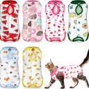 Kacctyen 6 Set Cat Recovery Suit After Surgery Female and Male Cat Kitten Surgery Suit E Collar Alternative Pajama Kitty Clothes for Spay Abdominal Skin Anti Licking(Fruit,Large)