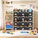 Toy Storage Organizer with 3 Shelves and 12 Bins, Bookshelf/Bookcase, Kids Bin Shelf, Toys Box for Playroom Organization for Bedroom & Room