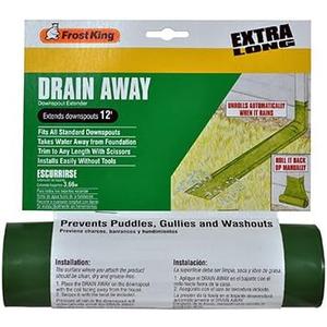 Frost King DE300 Standard Plastic Drain Away Downspout Extender, Extends 12-Feet, Green