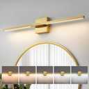 CCYCOL Gold Bathroom Vanity Light Fixtures - 30 inch Rotatable Modern 5CCT LED Vanity Lights for Bathroom Lighting Fixture Over Mirror Dimmable Bathroom Wall Sconce
