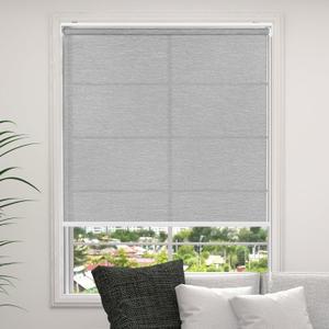 RED GRAPES Light Filtering Roller Shades for Indoor Windows Jacquard Fabric UV Protection Pull Down Roll Up Shade for Home Bedroom Living Room Easy to Install(36" W x 72" H, Grey)