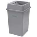 Winco Commercial Square Plastic Trash Can, 35 Gallon, Gray