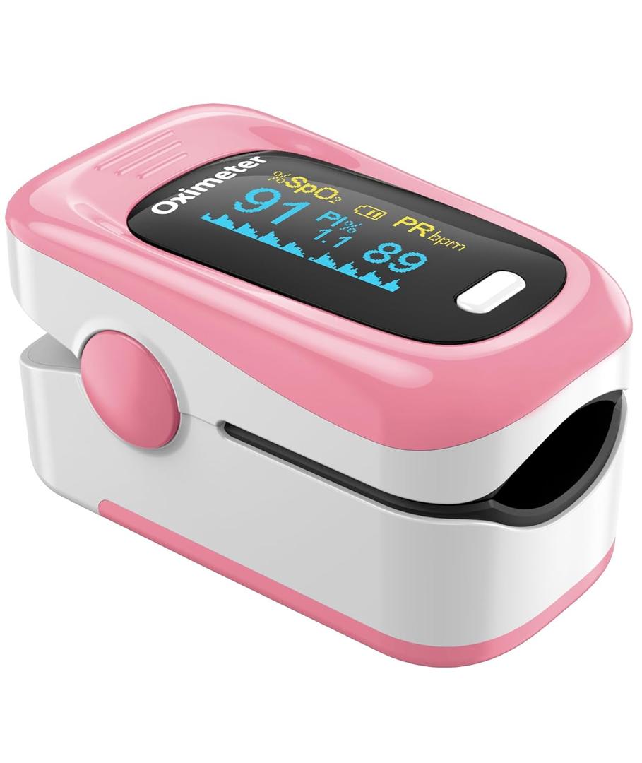 Fingertip Pulse Oximeter with Fast & High-precision SpO2 Measurement, Blood Oxygen Saturation & Pulse Rate Monitoring, OLED Screen with Large Fonts (Pink)