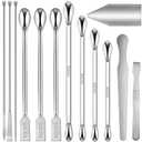 Artcome 304 Stainless Steel Lab Tool Set – 13 PC Sampling and Measuring Kit, Includes Double-Ended Spoons, Spatulas, Long Stirring Spatula, Reagent Wighting Tray, Ideal for Laboratory & Industrial Use