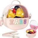 RSSCIIIUL Translucent Mouse Ears Travel Case, Chenille Letter Headband Ears Holder Waterproof Hair Accessories Organizer Storage for Women Adults Gift Large Thicken Makeup Snack Bag for Park Travel (Pink)