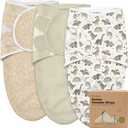 3-Pack Organic Baby Swaddle Sleep Sacks - Swaddles for Newborns, Infant 0-3 Months, Baby Girls, Boys, Soft & Snug Newborn Sleep Sack, Nursery Swaddling Blankets (Dino Ridge, OS)