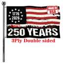 Jayus Double Sided 250th Anniversary American USA Flags 4x6 Outdoor- Vivid Colors 3Ply 1776-2026 250 Years Birthday Patriotic Flags Banners- Heavy Duty 100% Polyester with 2 Brass Grommets