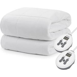 Sunbeam Full Premium Electric Heated Mattress Pad with Dual Controls 54" x 75", 20 Heat Settings and 100% Cotton Top