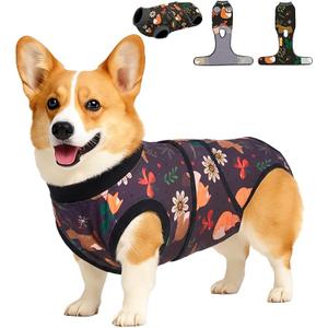 PetWarm Dog Surgery Suit, Surgery Suit for Dogs, Professional Pet Recovery Shirt Abdominal Wounds Bandages, Female Male Dog Onesie for Spay Neuter, Zoo Pattern, Black Brown, M