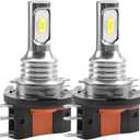Upgraded LED Headlight Bulbs for Mercedes-Benz GLK350 2013 2014 2015, H15 High and H7 Low Beam, 6000K, Plug and Play, Pack of 4