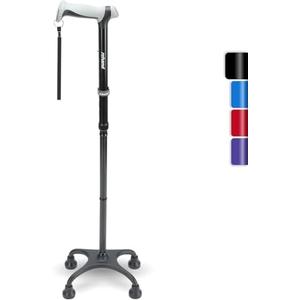 Rehand Quad Cane, Walking Cane with Ergonomic Handle Ever and Graceful 4-Pronged Base for Extra Stability, Adjustable Walking Sticks for Right or Left Handed Men & Women and Seniors