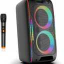 Party Bluetooth Speaker, 180W Powerful Stereo Sound with Deep Bass, Portable Wireless Speaker with EQ Sound Modes, LED Lights, Bluetooth 5.3 for Home, Outdoor & Party (Black)