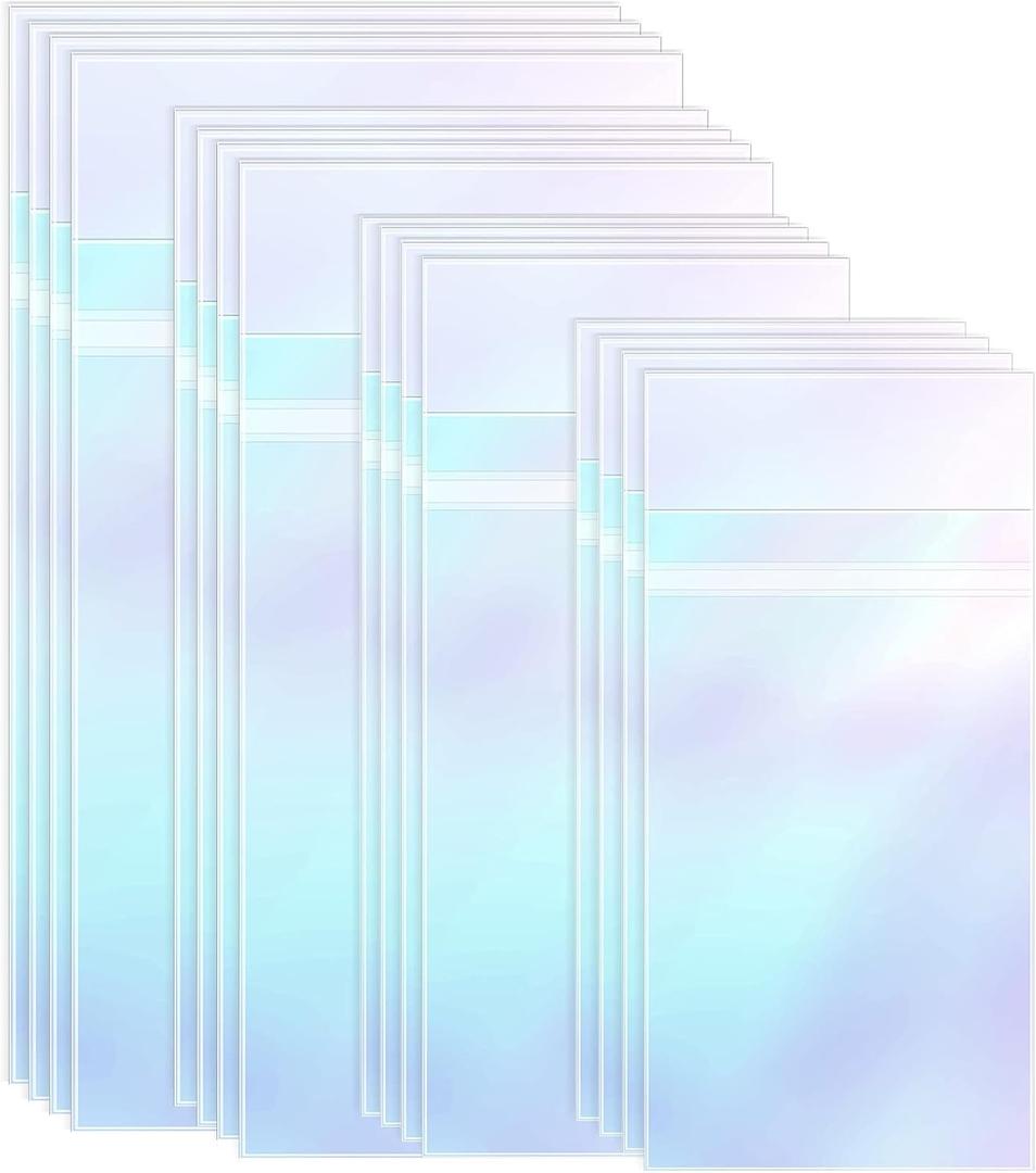 Sepamoon 240 Pcs Iridescent Cellophane Bags 4 Size Clear Party Favor Gift Bags Resealable Bag Holographic Clear Treat Bag for Candy Cookies Birthday Wedding(2 x 3'', 3 x 4'', 3.5 x 5'', 4 x 6'')