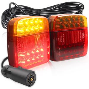 Magnetic LED Trailer Towing Light Kit, 24ft Cable with 7 PIN Plug, [4 Excellent Lighting Modes] LED Trailer Lights, IP67 Waterproof Tail Tow Lights Kit for US RV, Camper, Boat, Caravan