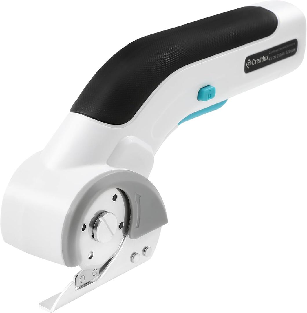 Electric Box Cutter, Cordless Electric Scissors With Safety Lock, USB Rechargeable Cardboard Cutter for Packages Leather PlasticWhite