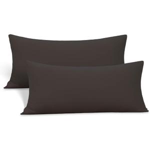 2-Pack Stretch Pillow Cases - Jersey Knit & Ultra Soft Envelope Closure Pillowcases T-Shirt Like Microfiber Blend - Suitable for 20x36/ 20x40 King Size Set of 2, Brown