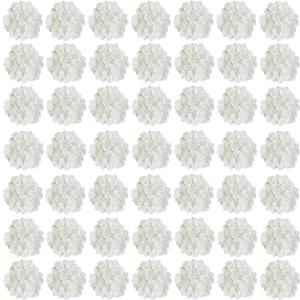 White Hydrangea Artificial Flowers Bulk, 60 Pcs Faux Hydrangea Flowers Heads, Artificial Fake Silk Hydrangea Flowers with Stems, White Flowers Artificial for Decoration Wedding Dcor