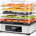 YASHE Food Dehydrator Machine, 5 Stainless Steel Trays Food Dryer, 48H Timer and Temperature Control, Recipes Book Included, 420W Dehydrators for Food and Jerky, Herbs, Meat, Fruit, Dog Treats